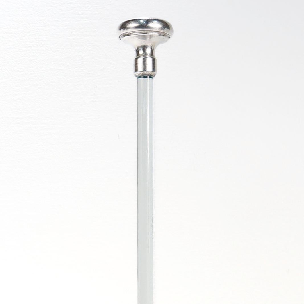 Art Deco Antique Hawkes Sterling Silver & Glass Cocktail Shaker Plunger or Strainer For Sale