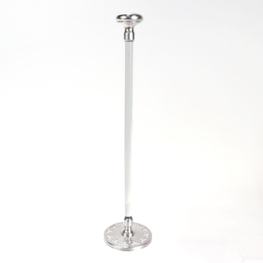 20th Century Antique Hawkes Sterling Silver & Glass Cocktail Shaker Plunger or Strainer For Sale