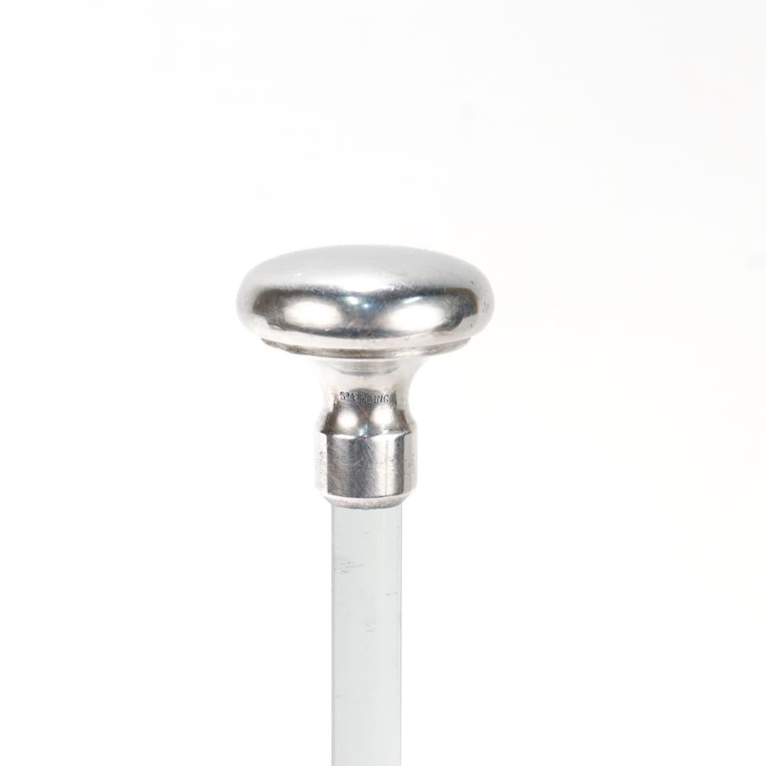 Antique Hawkes Sterling Silver & Glass Cocktail Shaker Plunger or Strainer For Sale 3