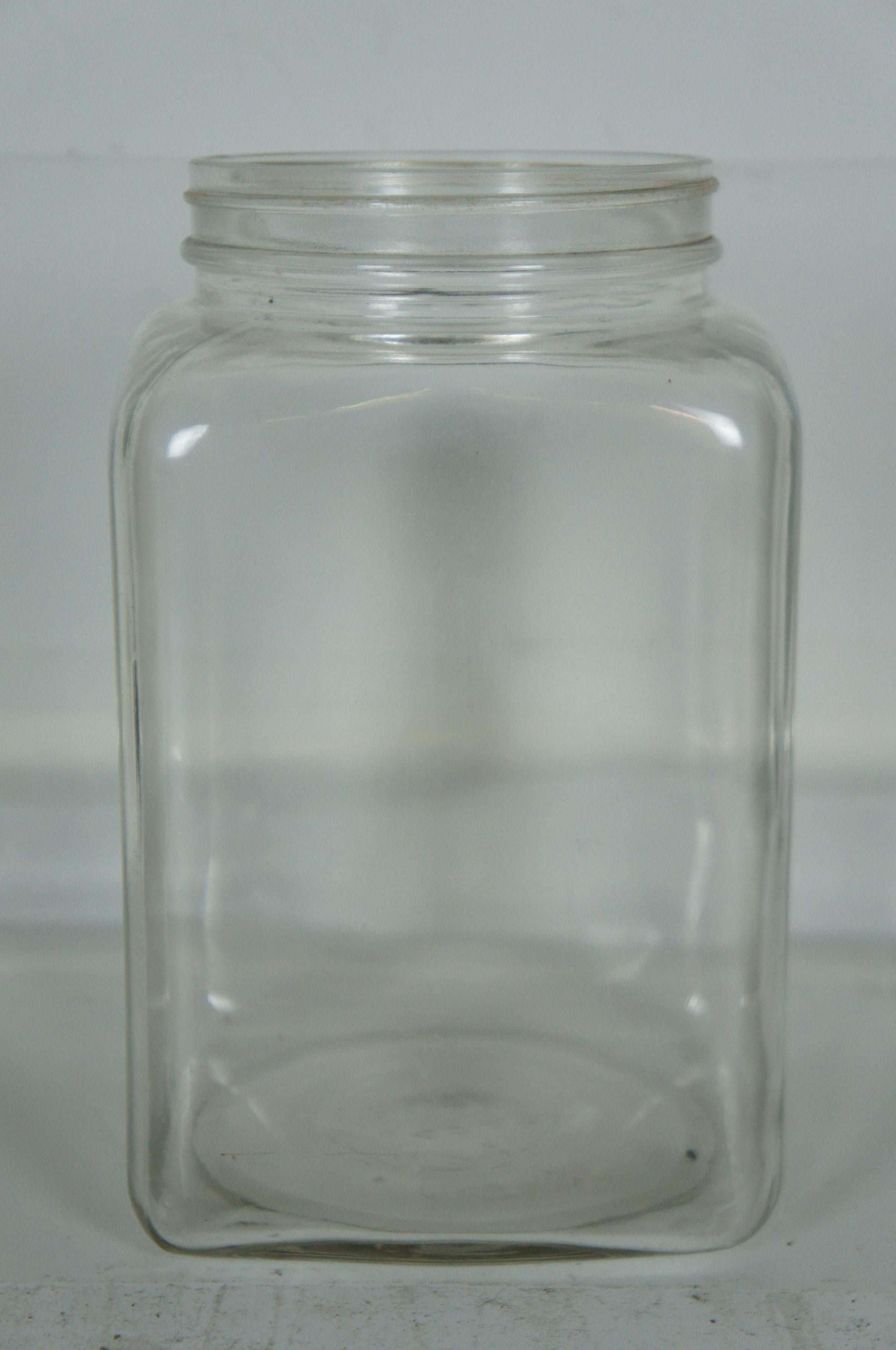 20th Century Antique Hazel Atlas Glass & Iron Farmhouse Butter Churn Jar Wood Paddle