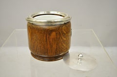 Antiker englischer Biskuitfass aus Silber und Eichenholz mit Deckel und Leinen von H.C. & C.