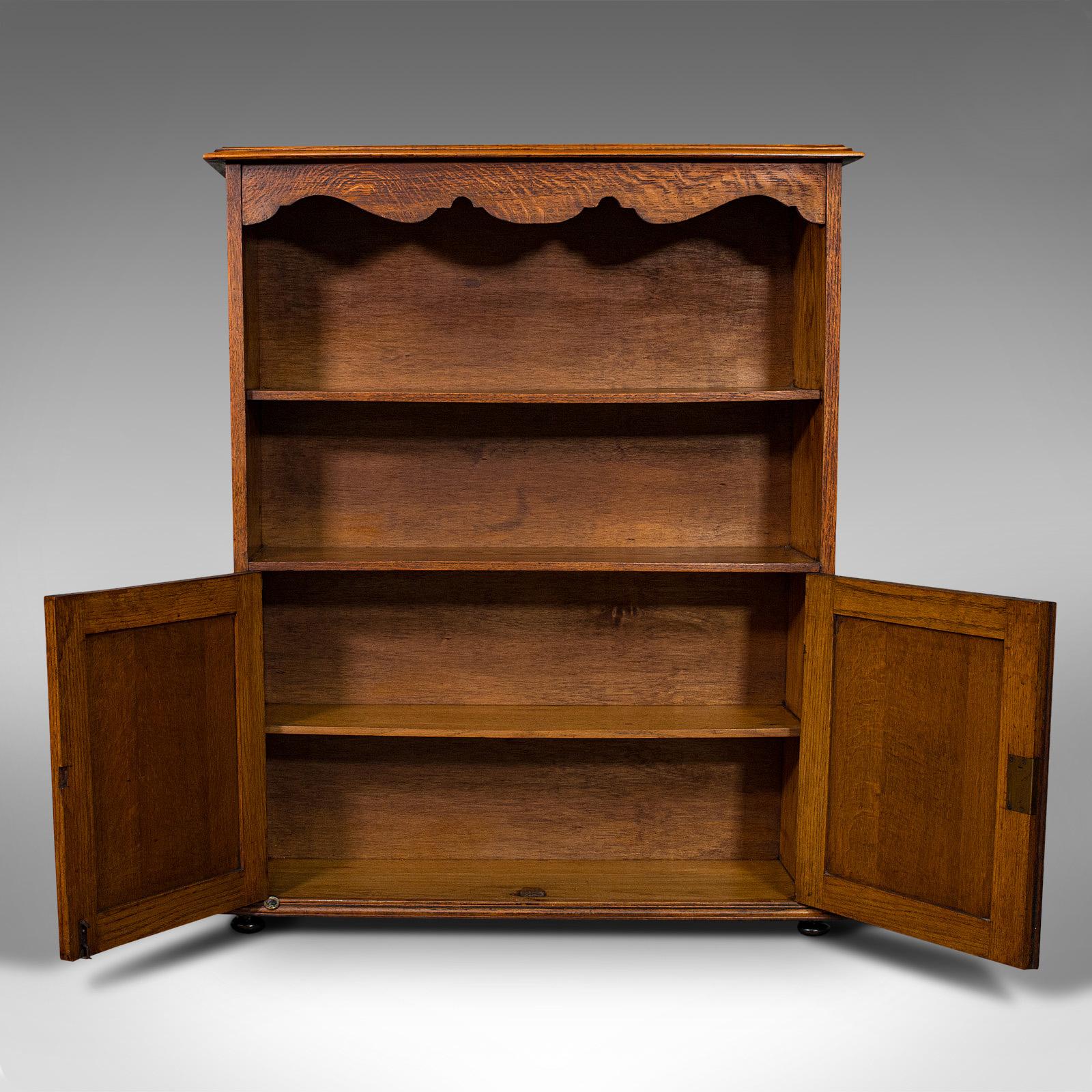 British Antique Headmaster's Office Bookcase English Oak, Cabinet, Edwardian, circa 1910 For Sale