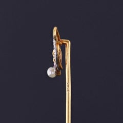 Alfiler antiguo de oro de 18 quilates con forma de corazón y herradura