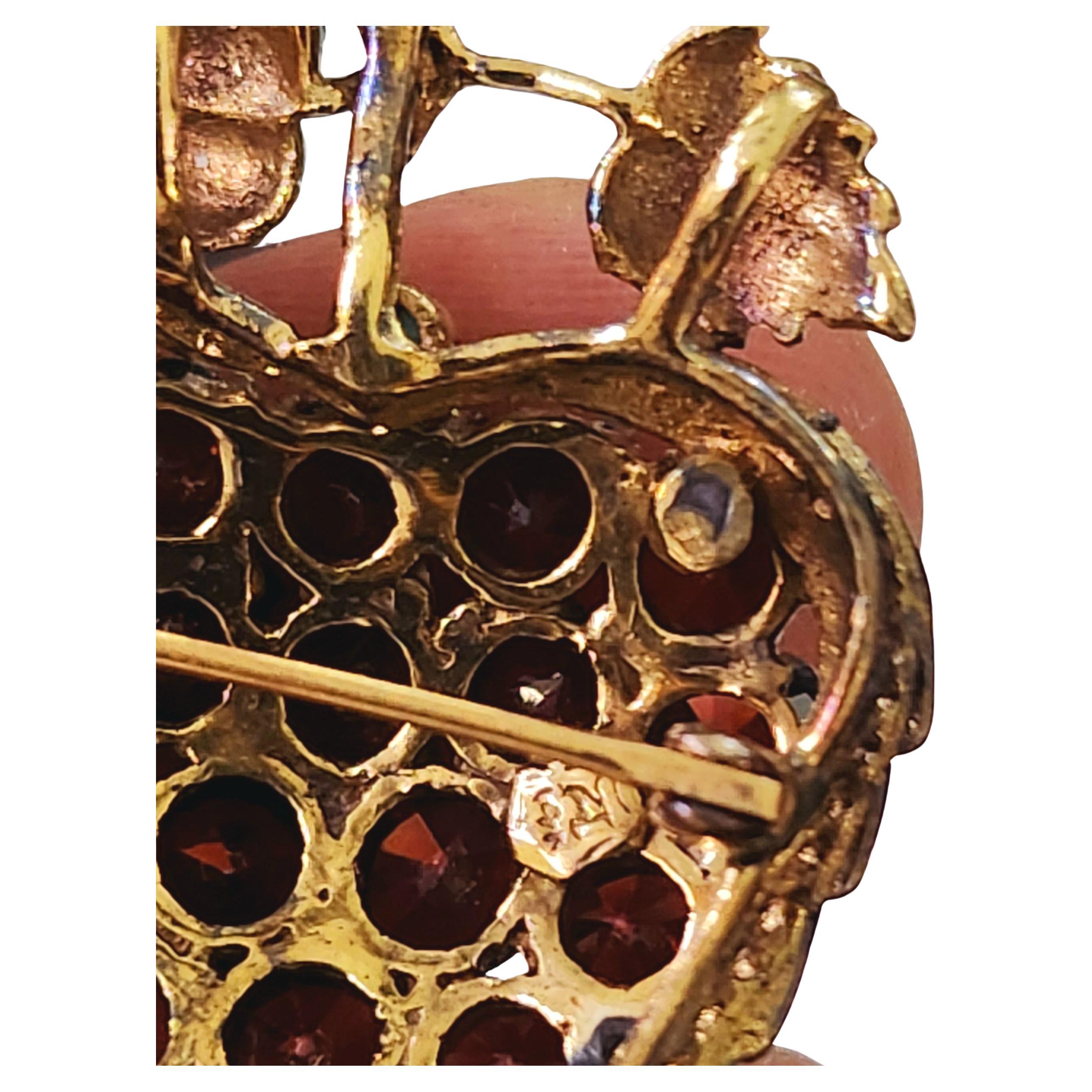 Ciondolo d'oro con cuore antico in granato di Boemia in vendita 1