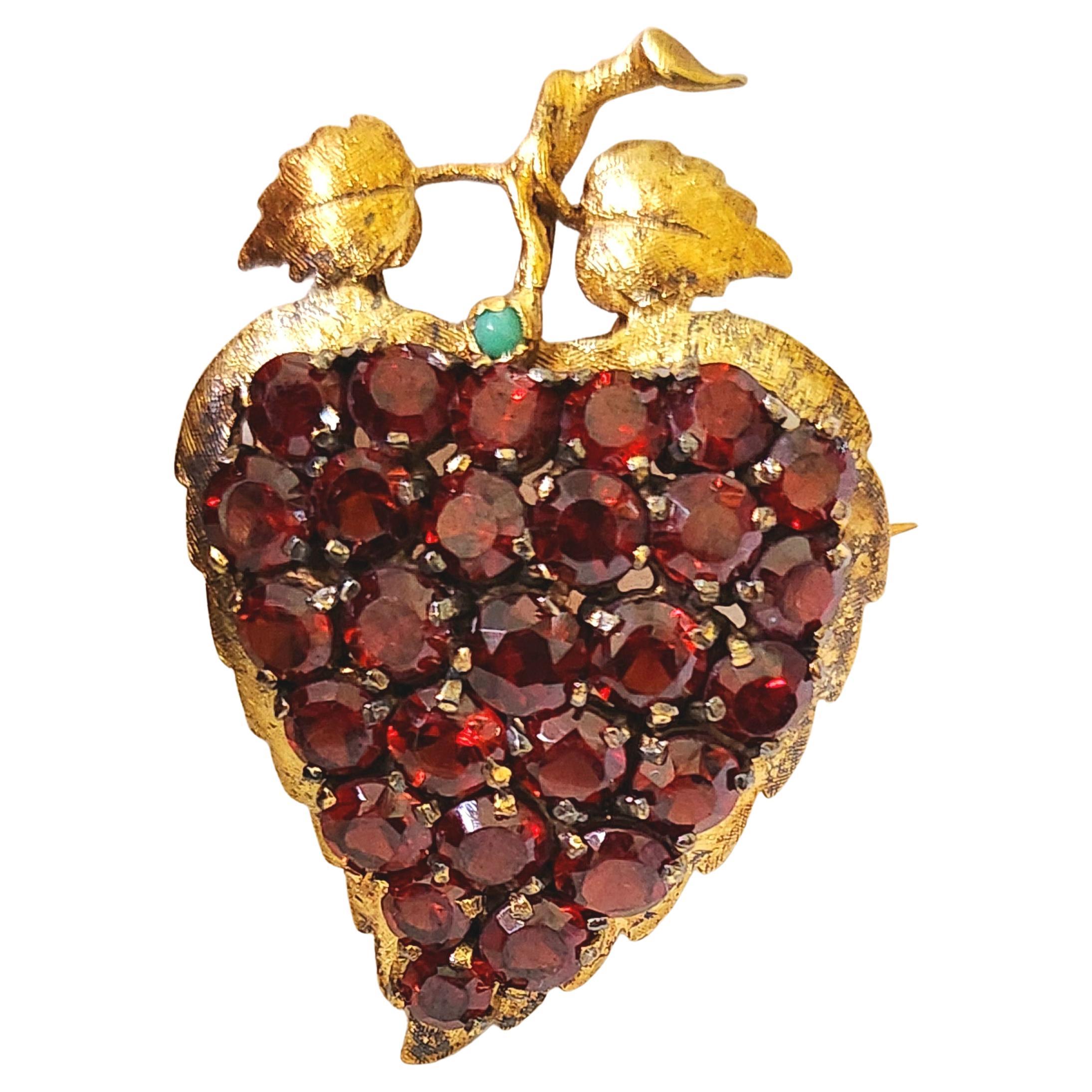 Antique Heart Bohemian Garnet Gold Pendant