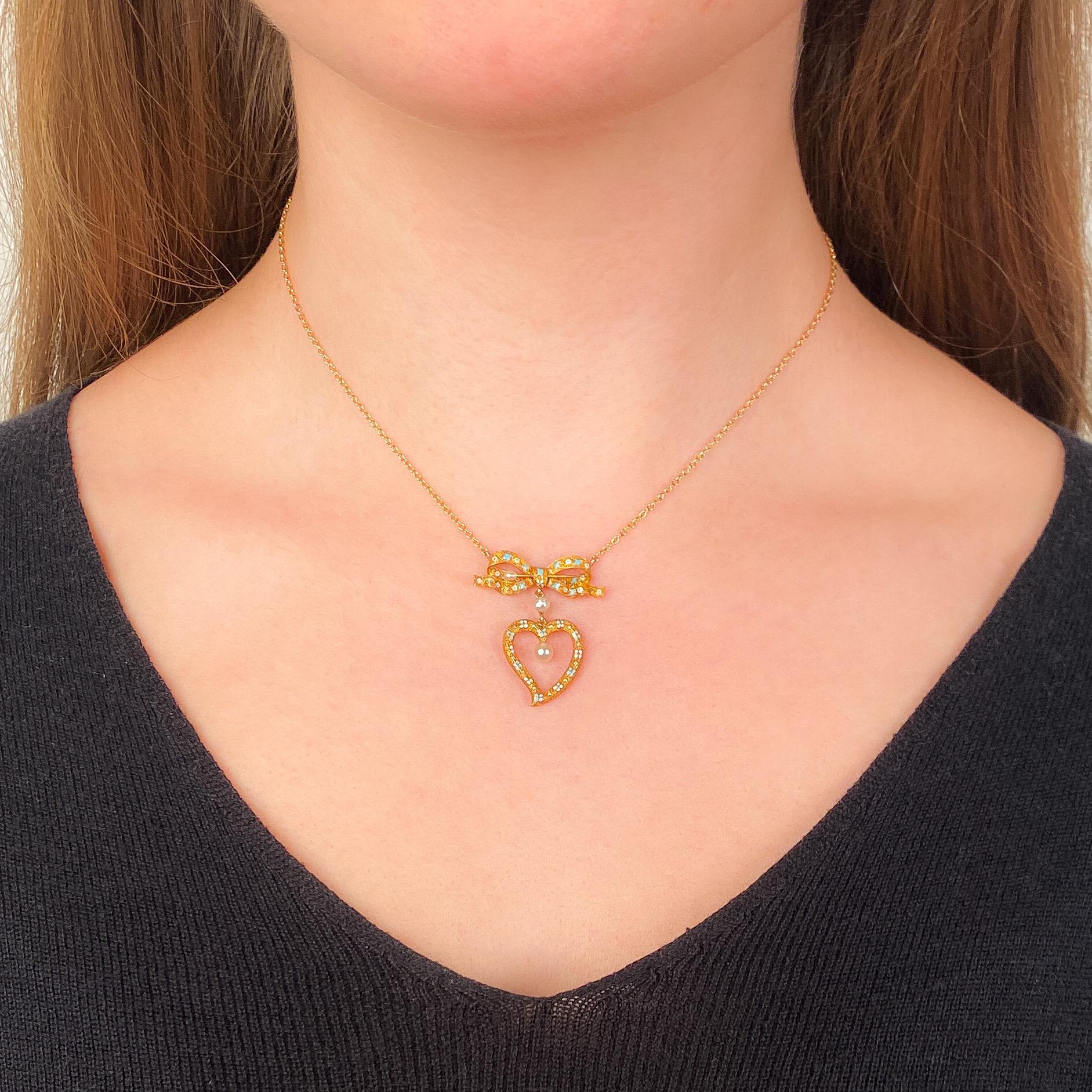 Antique Heart Conversion Necklace of 14k Gold In condizioni ottime in vendita a Lewisburg, PA