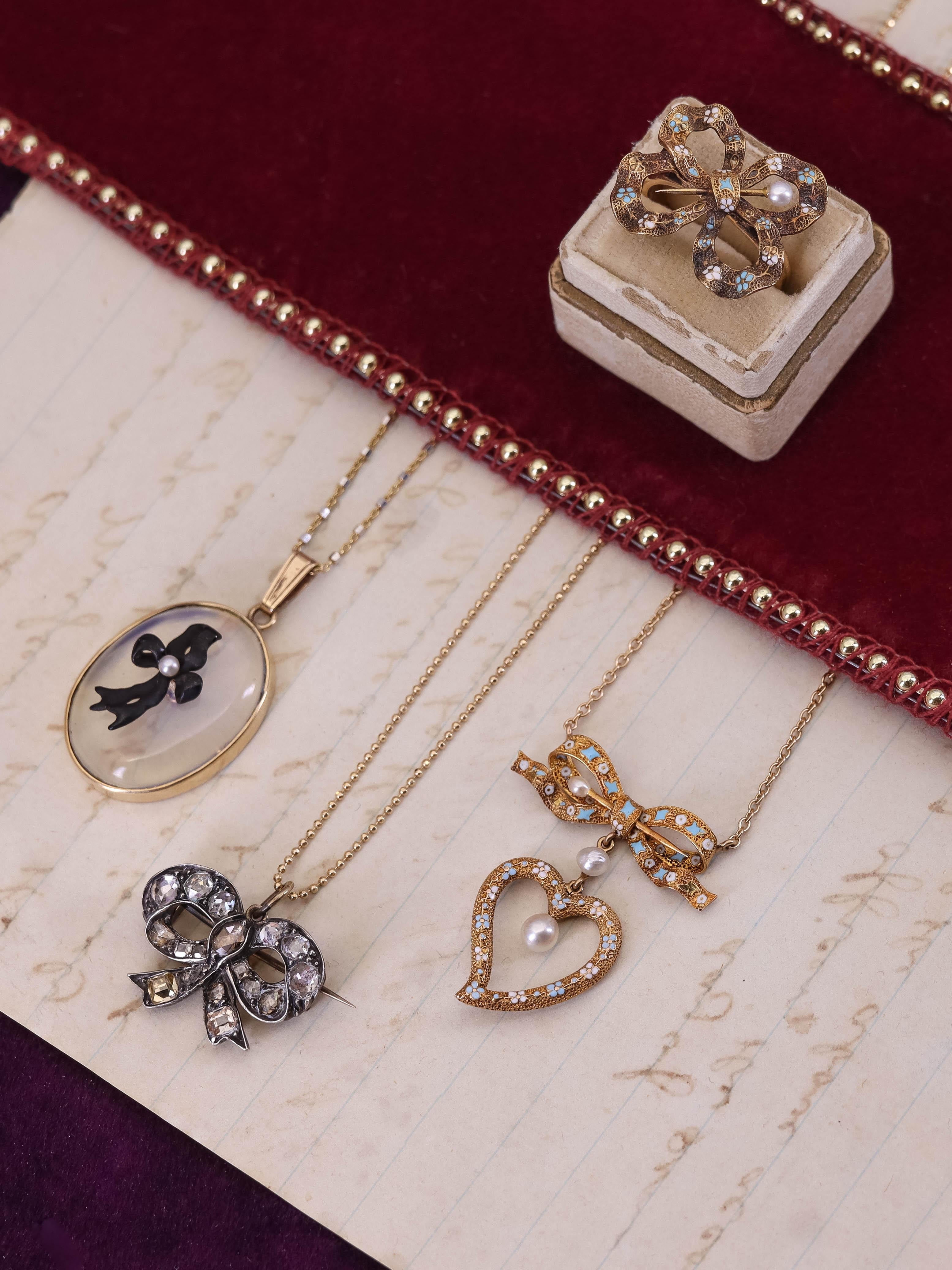 Antiguo Collar de Conversión de Corazón de Oro de 14k en venta 1