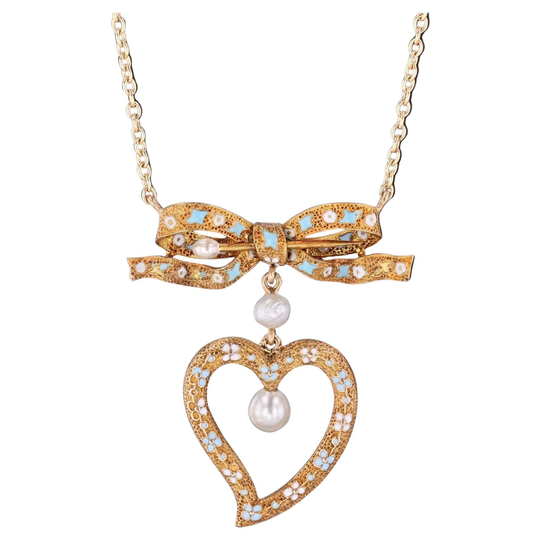 Antique Heart Conversion Necklace of 14k Gold
