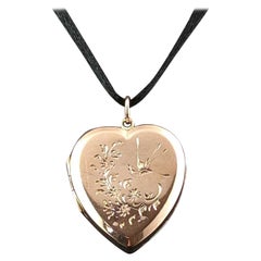 Antique Heart Locket, 9k Gold Front and Back, Edwardian