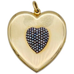 Antique Heart Locket Pendant Lovetoken Orient Pearl Gold Heart Pendant