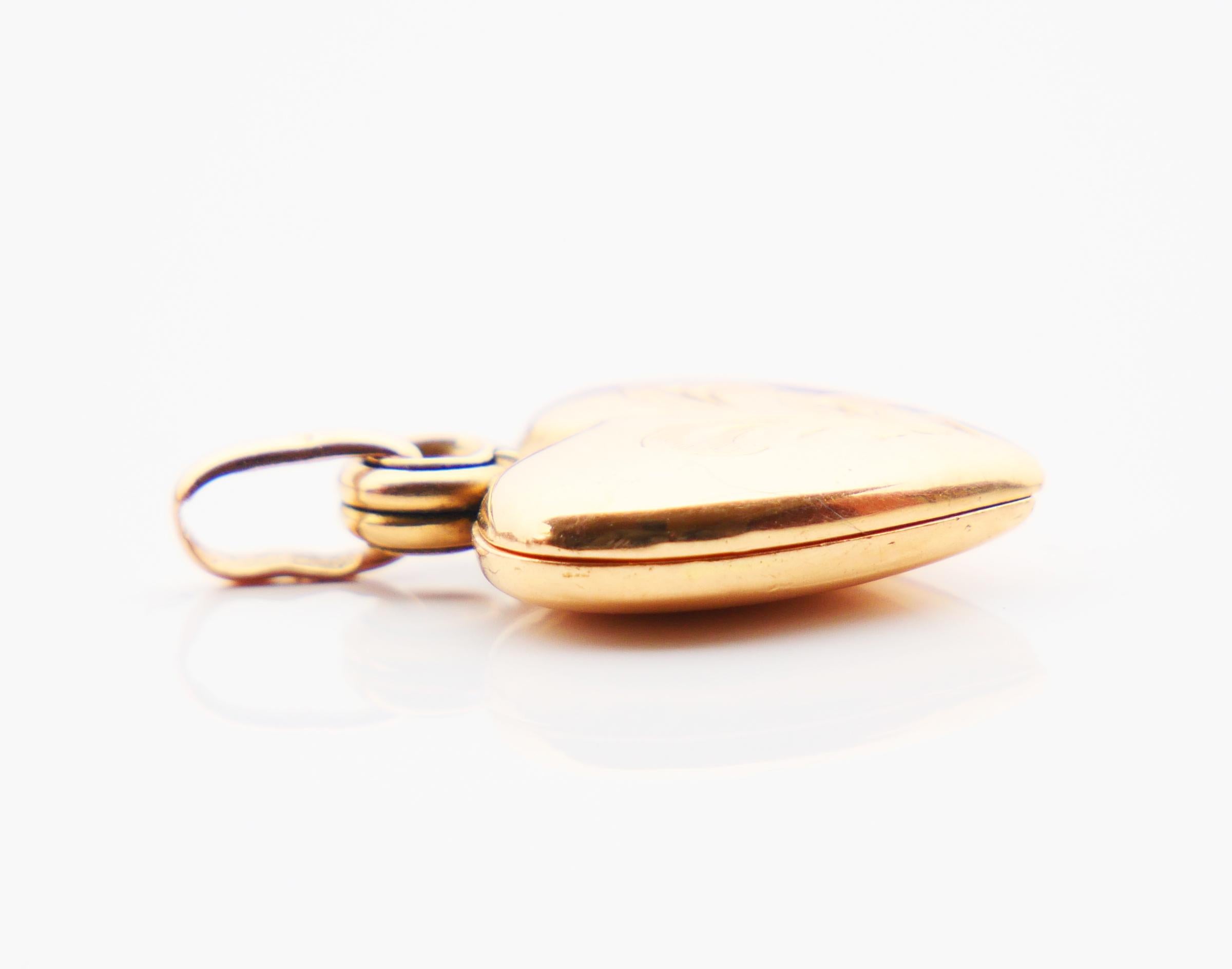 Antique Heart Pendant Picture Locket solid 18K Yellow Gold / 3.1 gr 2