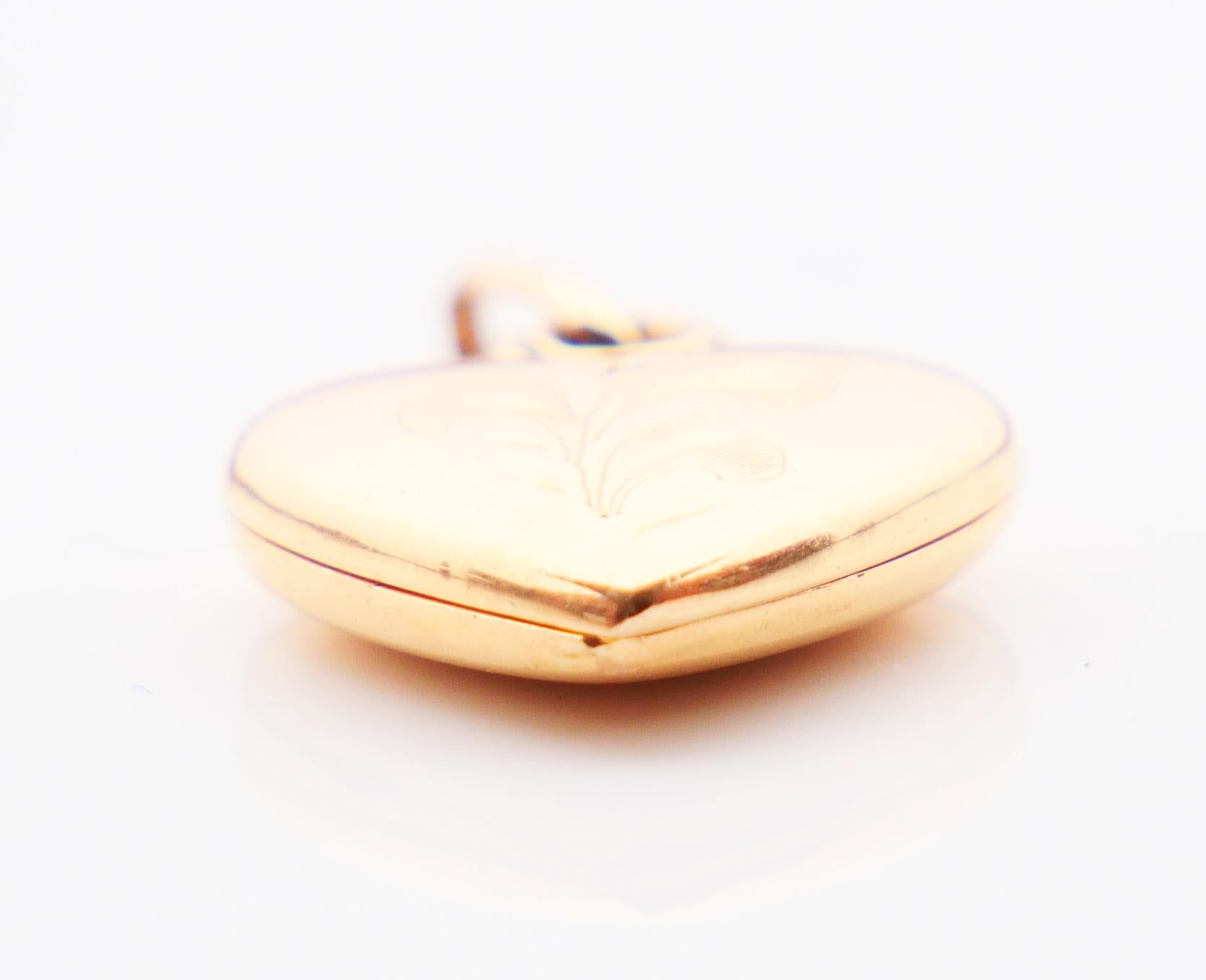 Antique Heart Pendant Picture Locket solid 18K Yellow Gold / 3.1 gr 3