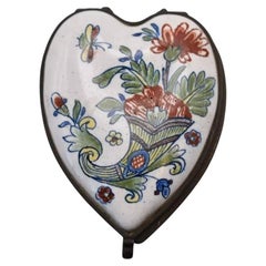 Antique Heart Shaped Glazed Ceramic Ware Dorotheenthal Germany 1710 - 1800
