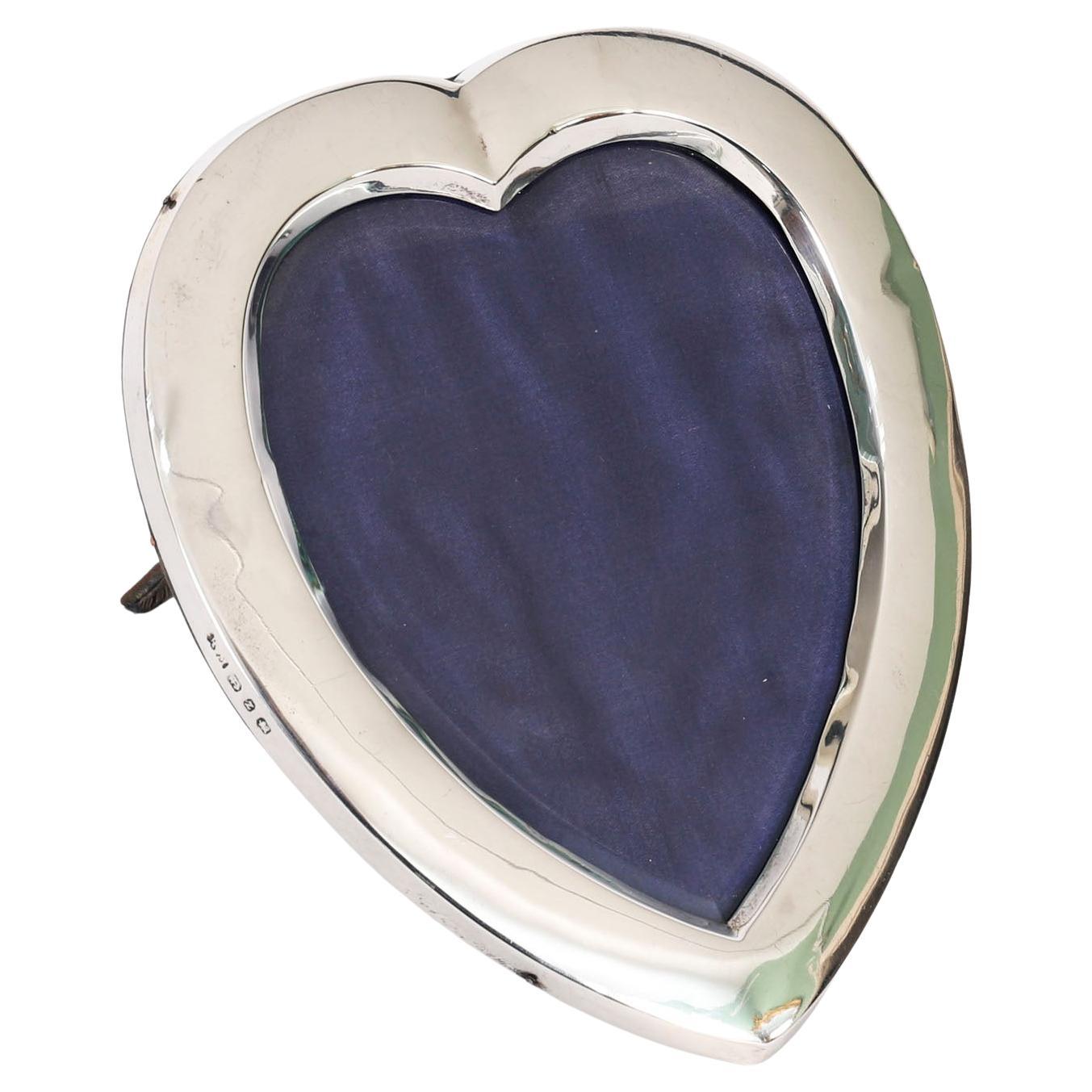 Antique Heart Shaped Sterling Silver Photo Frame Henry Matthews 19th Century