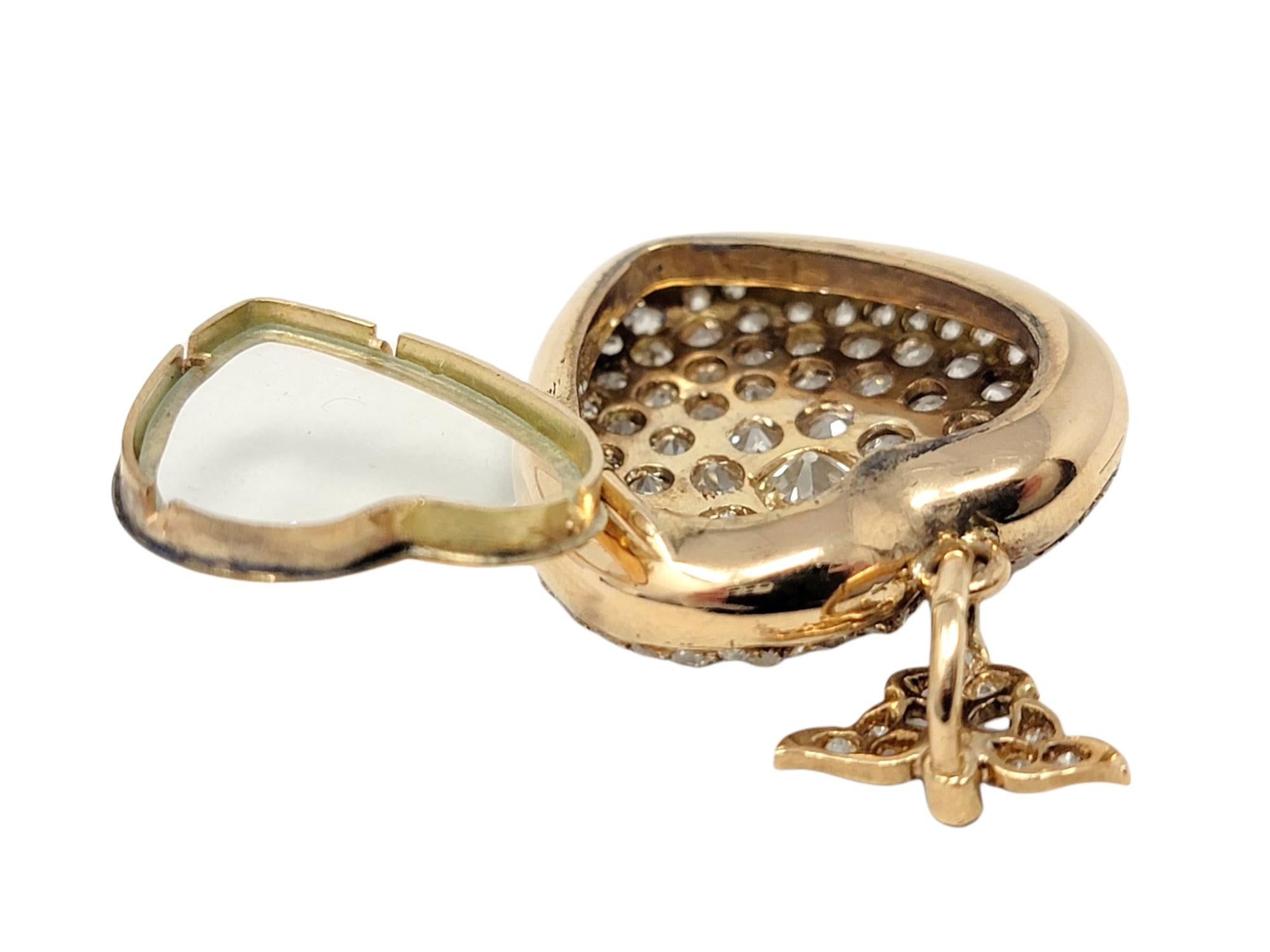 Antique médaillon pendentif victorien en or 14 carats avec diamants en forme de cœur et ancienne mine 6