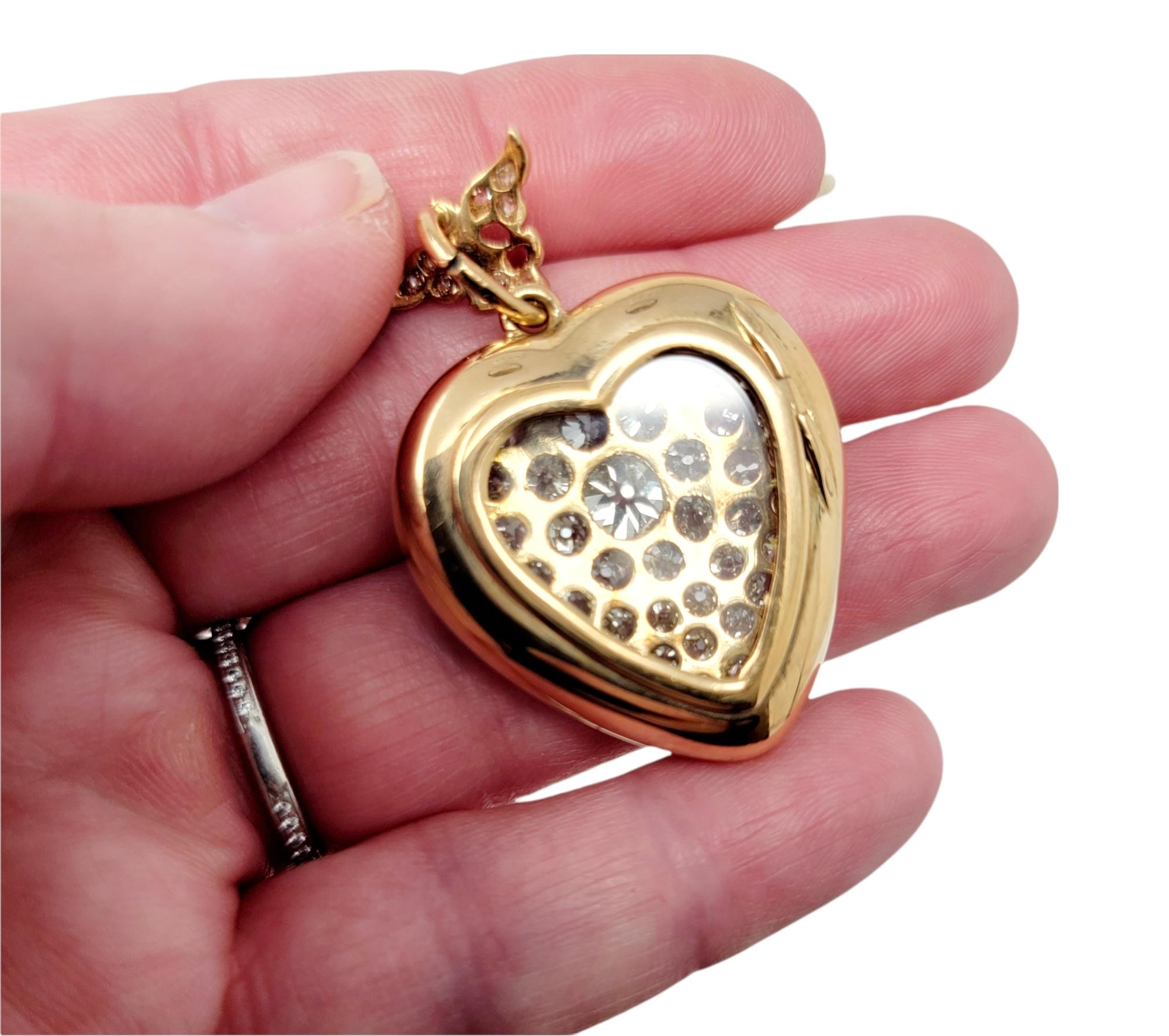 Antique Heart Shaped Victorian Old Mine Diamond Pendant Locket in 14 Karat Gold 7