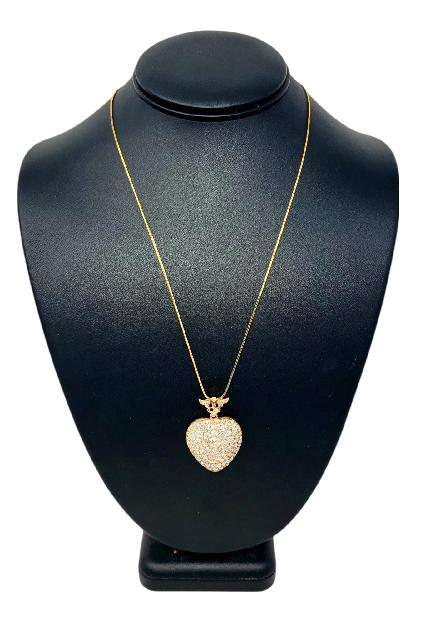 Antique Heart Shaped Victorian Old Mine Diamond Pendant Locket in 14 Karat Gold 8