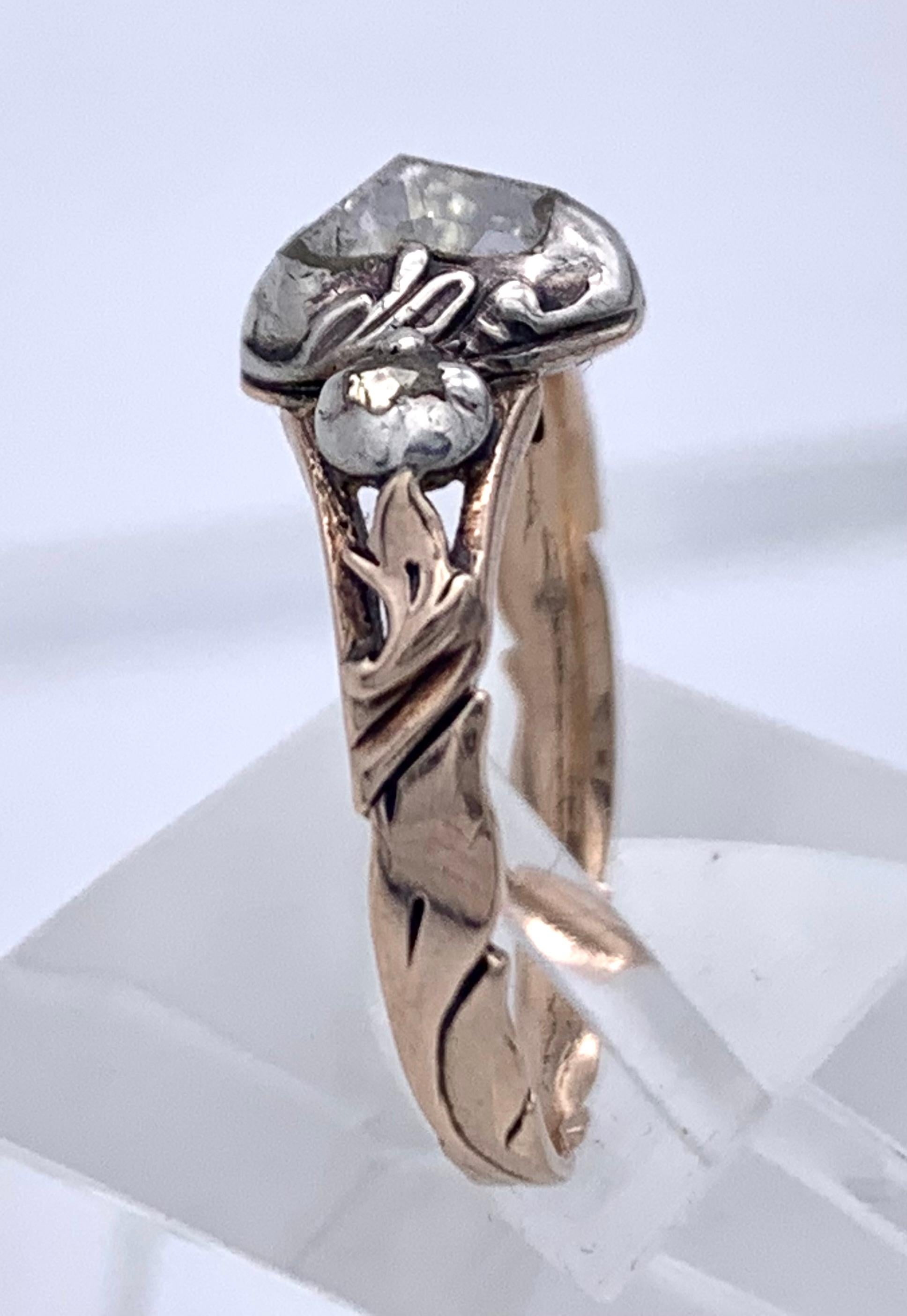 Antique Heartshape Lovetoken Diamond George II Gold Silver Ring For Sale 10