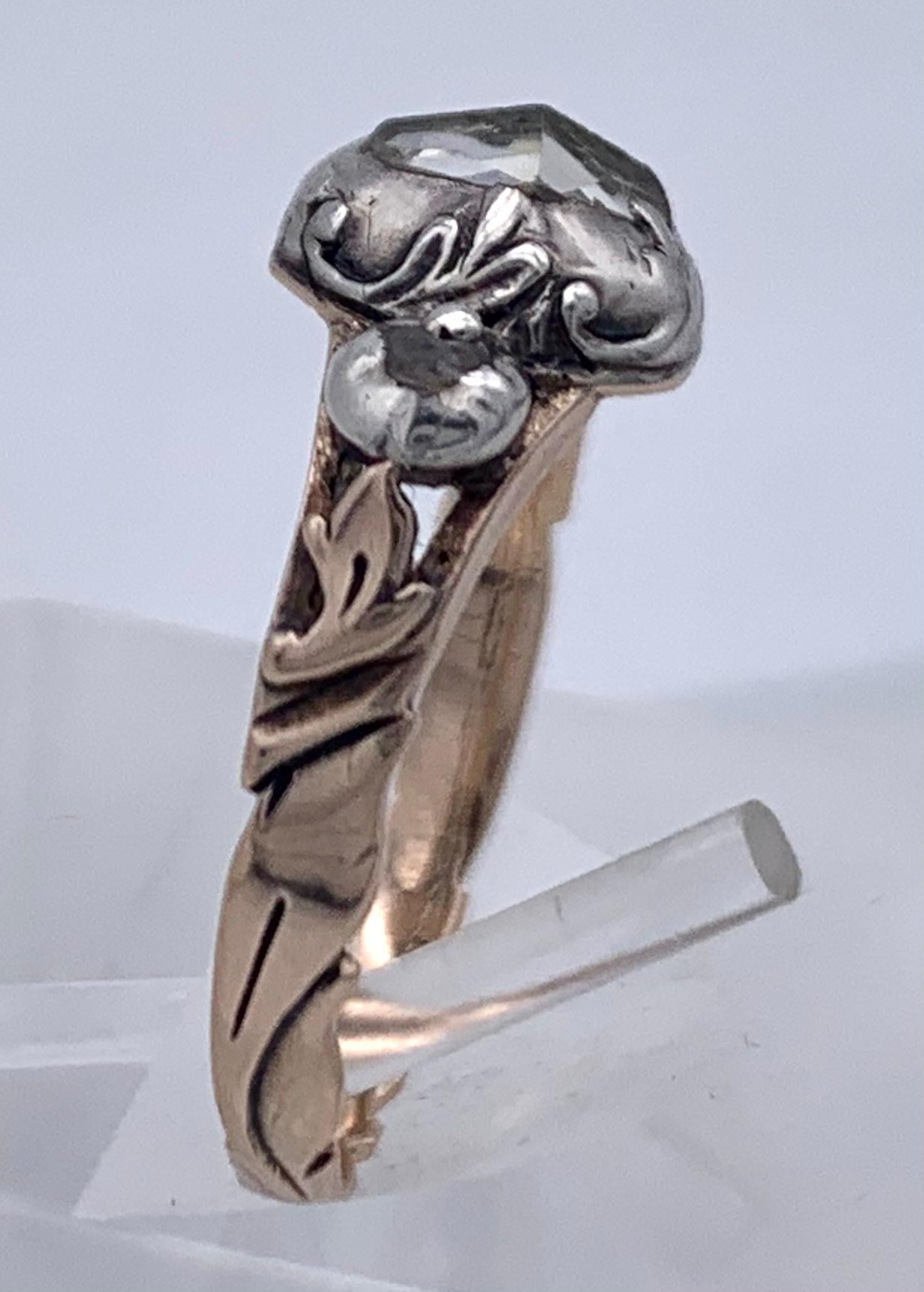 Antique Heartshape Lovetoken Diamond George II Gold Silver Ring For Sale 11