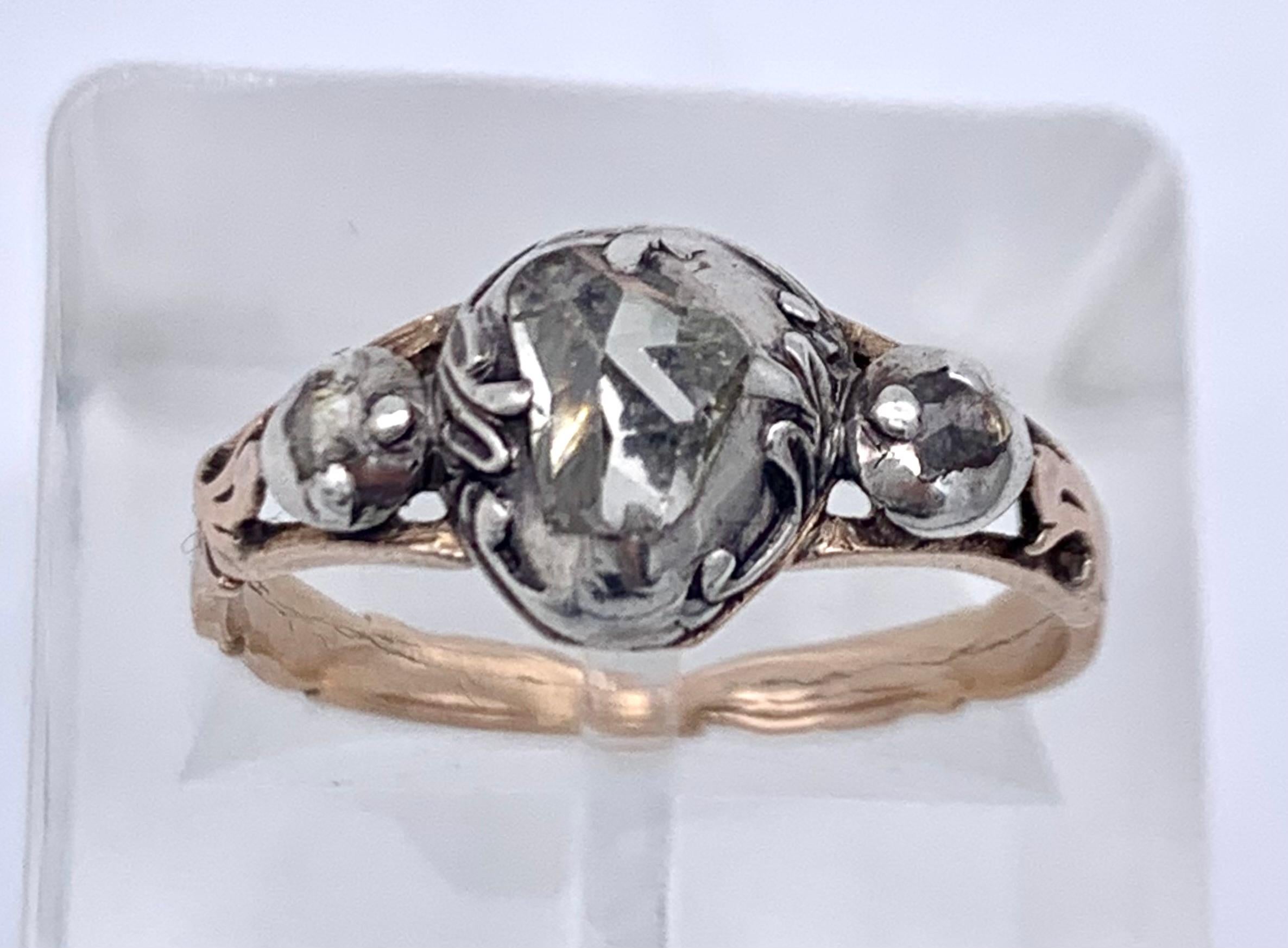 Antique Heartshape Lovetoken Diamond George II Gold Silver Ring For Sale 12