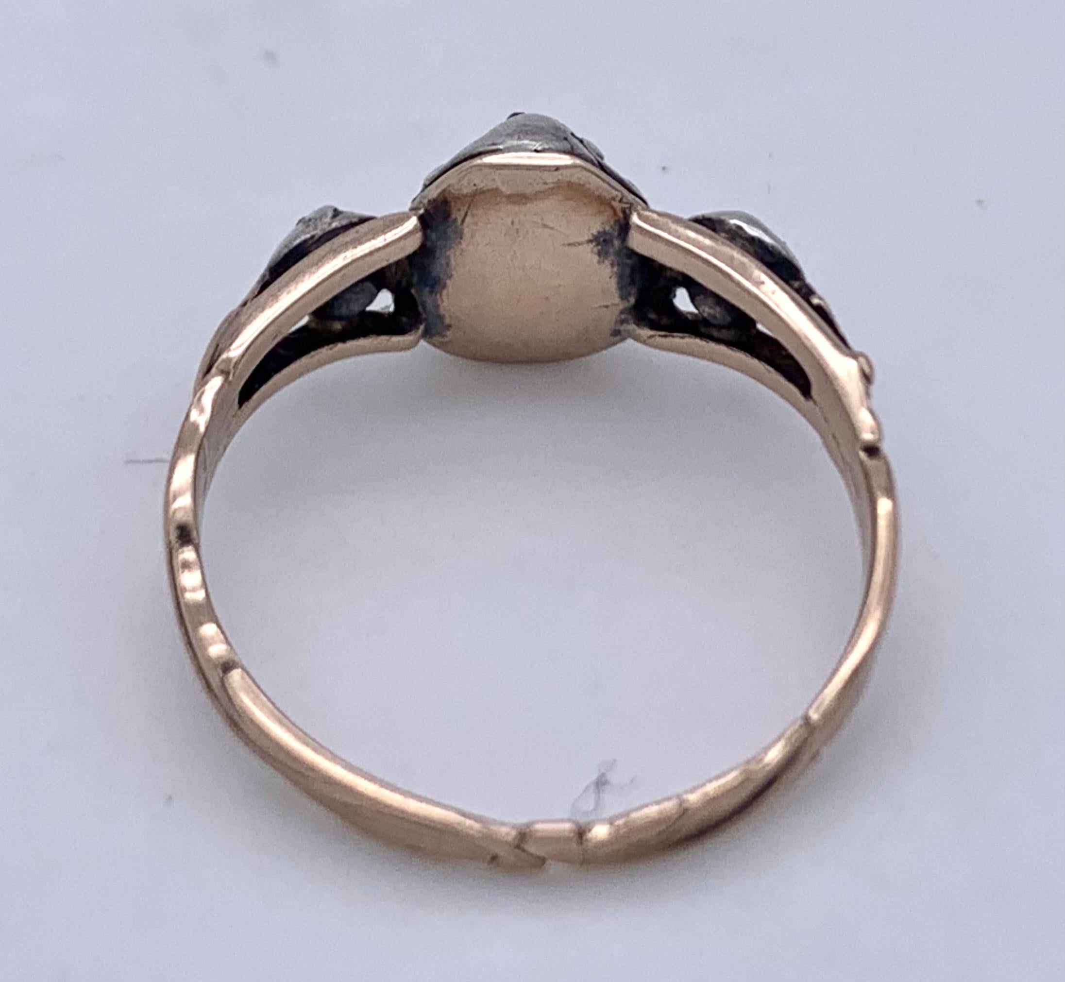 Antique Heartshape Lovetoken Diamond George II Gold Silver Ring For Sale 13
