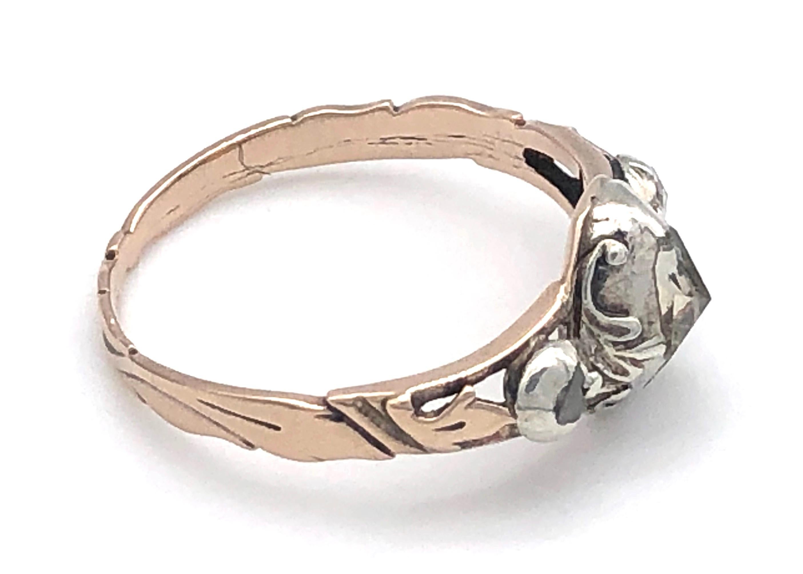 Antique Heartshape Lovetoken Diamond George II Gold Silver Ring In Excellent Condition For Sale In Munich, Bavaria