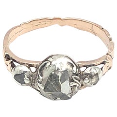 Antique Heartshape Lovetoken Diamond George II Gold Silver Ring