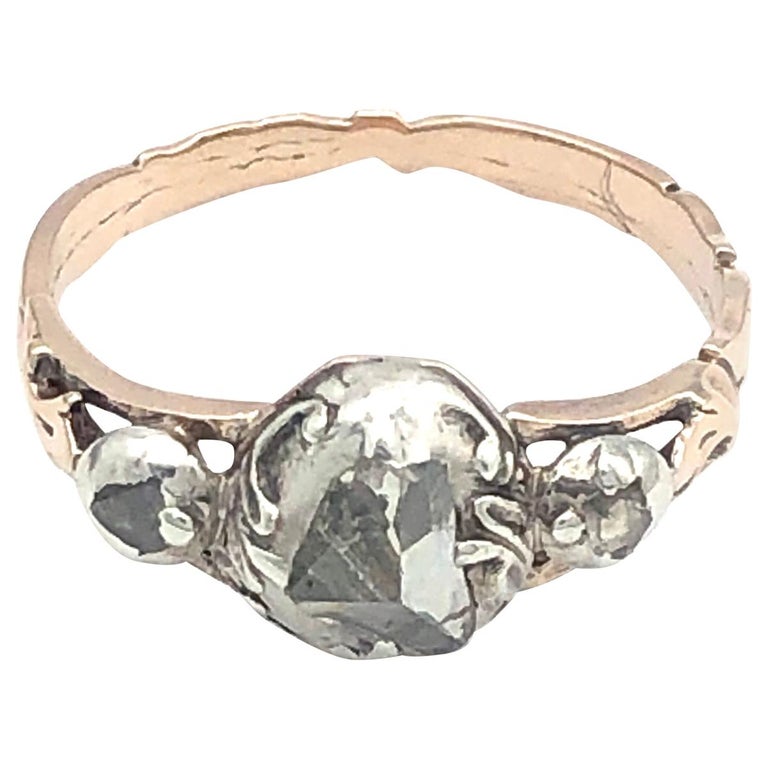 Antique Heartshape Lovetoken Diamond George II Gold Silver Ring For Sale at  1stDibs