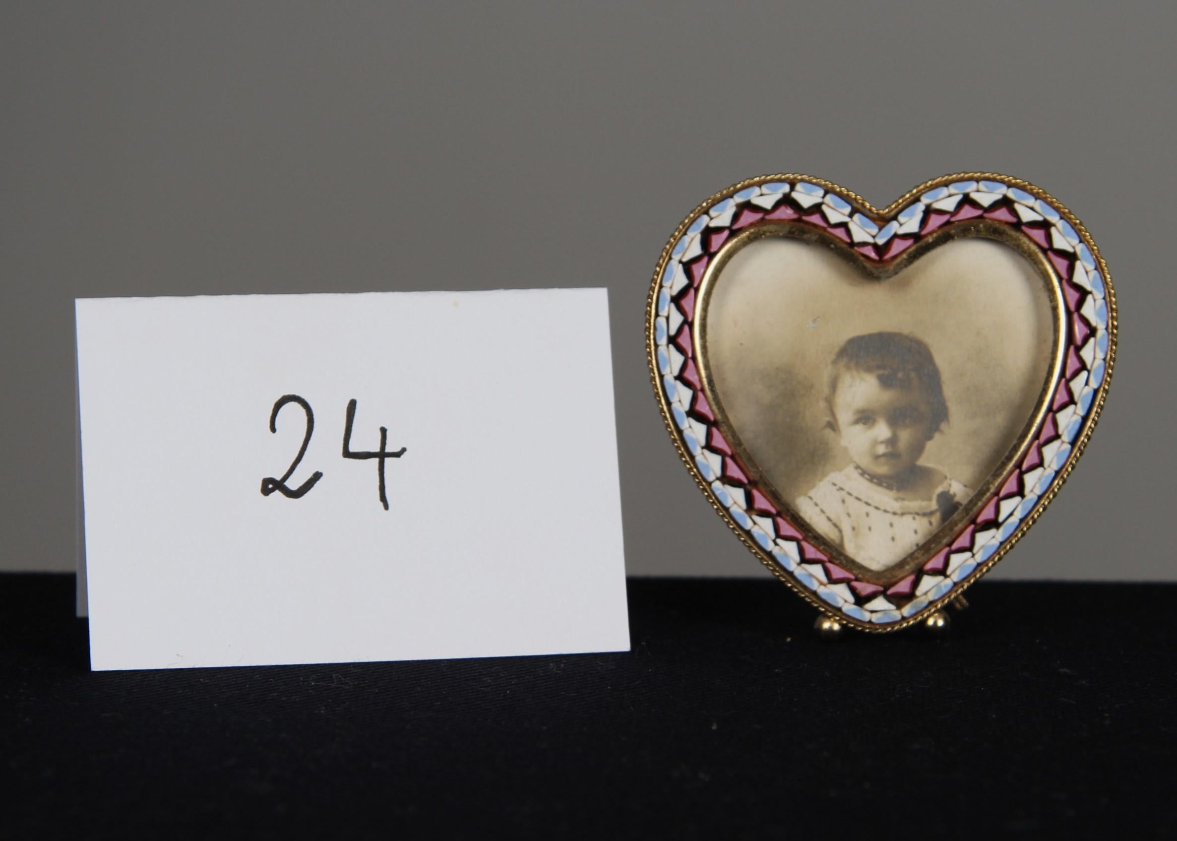20th Century Antique Heartshaped Picture Frame, Handmade Photo Frame, 1930s, 5 x 5 cm