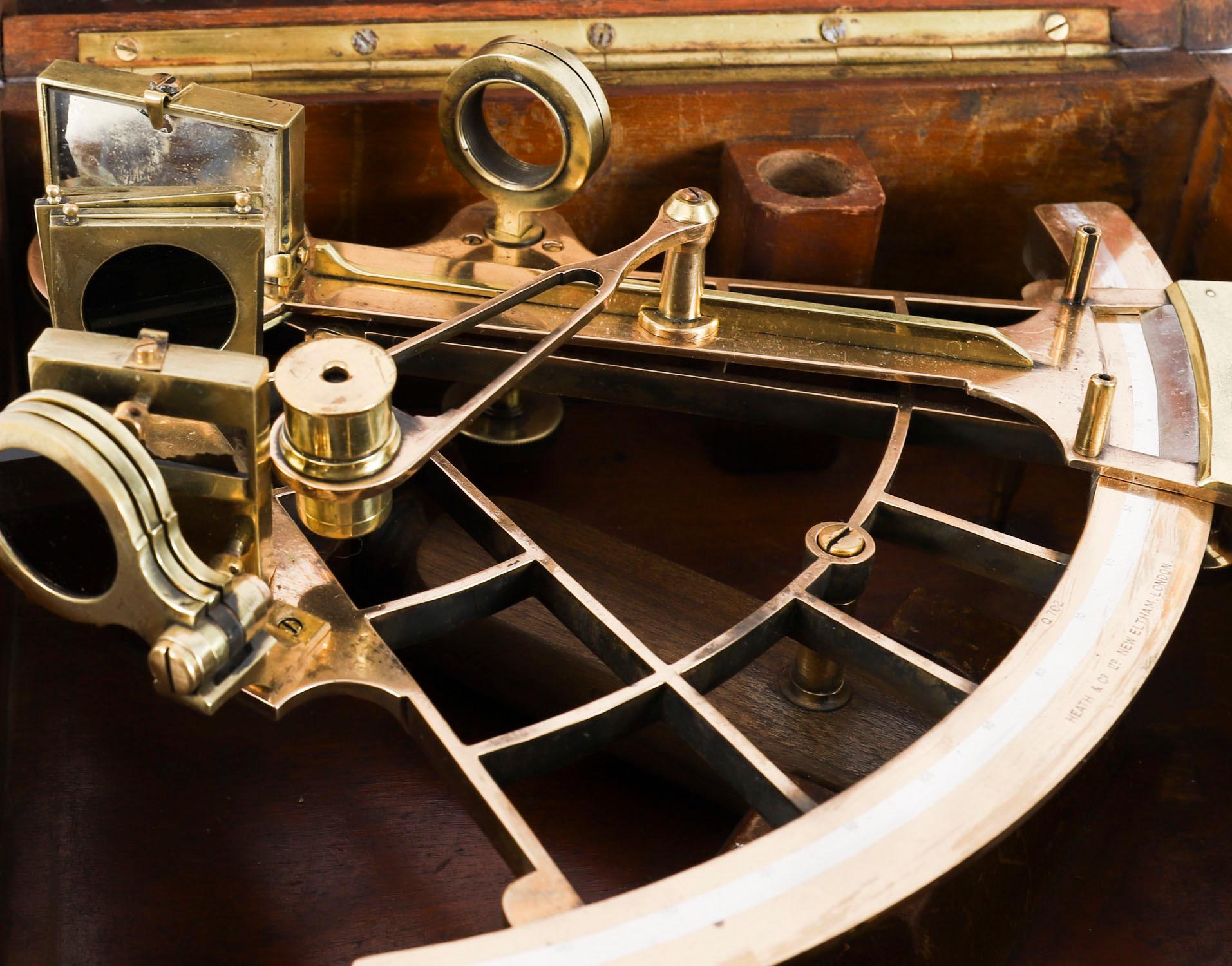 Sextant vernier ancien en laiton laqué Heath & Co 19ème siècle en vente 5