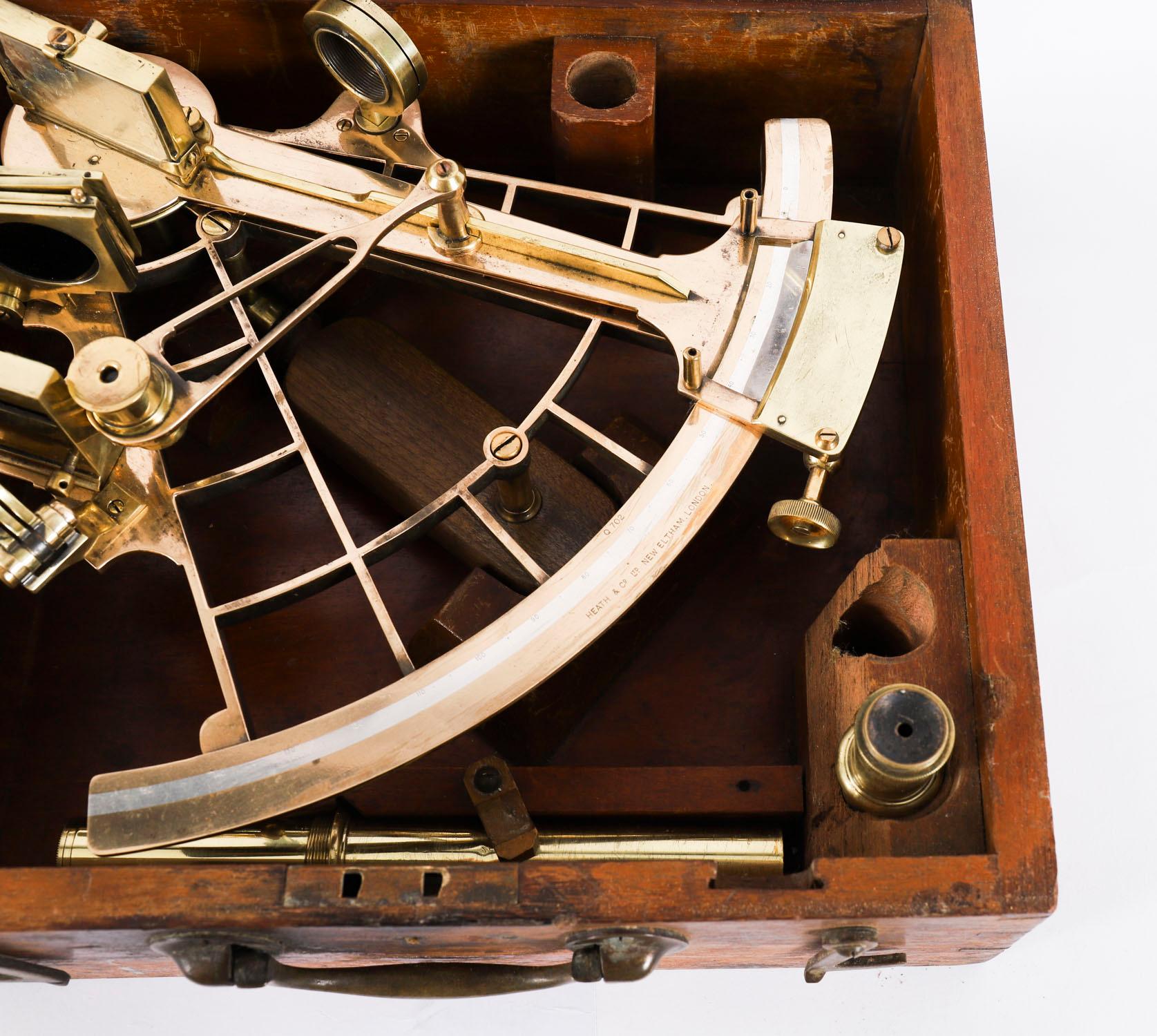 Sextant vernier ancien en laiton laqué Heath & Co 19ème siècle en vente 6