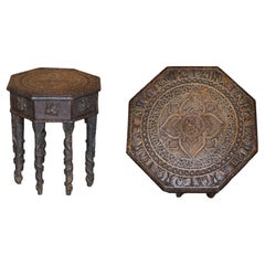 Antique Heavily Carved Anglo Indian Side Table with Mythical Creatures Carvings