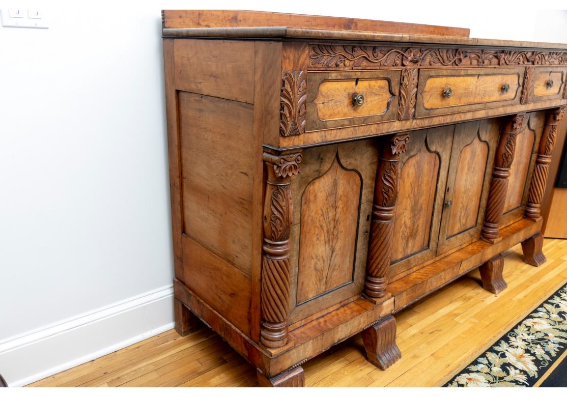 Antique Heavily Carved Arts and Crafts Era Buffet Cabinet For Sale 3