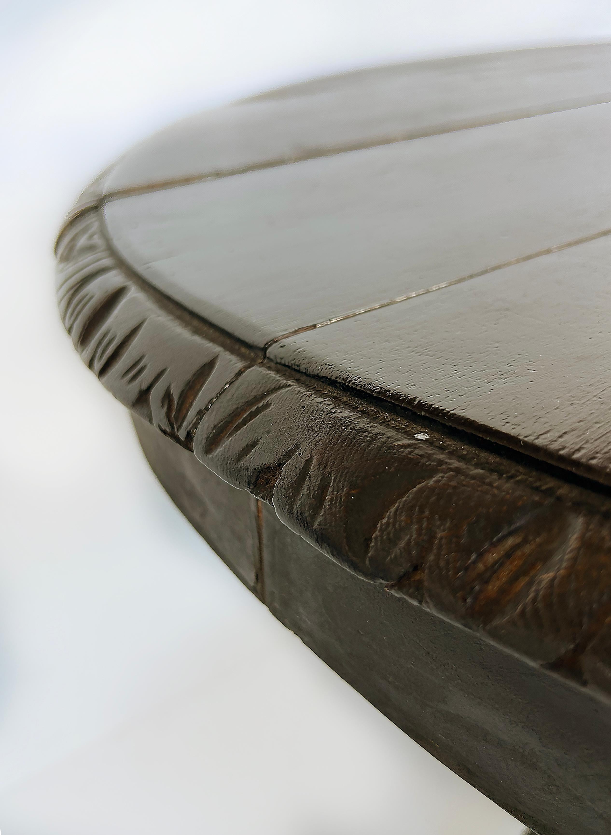 Antique Heavily Carved Griffins Wood Center, Game Table on Casters In Fair Condition For Sale In Miami, FL