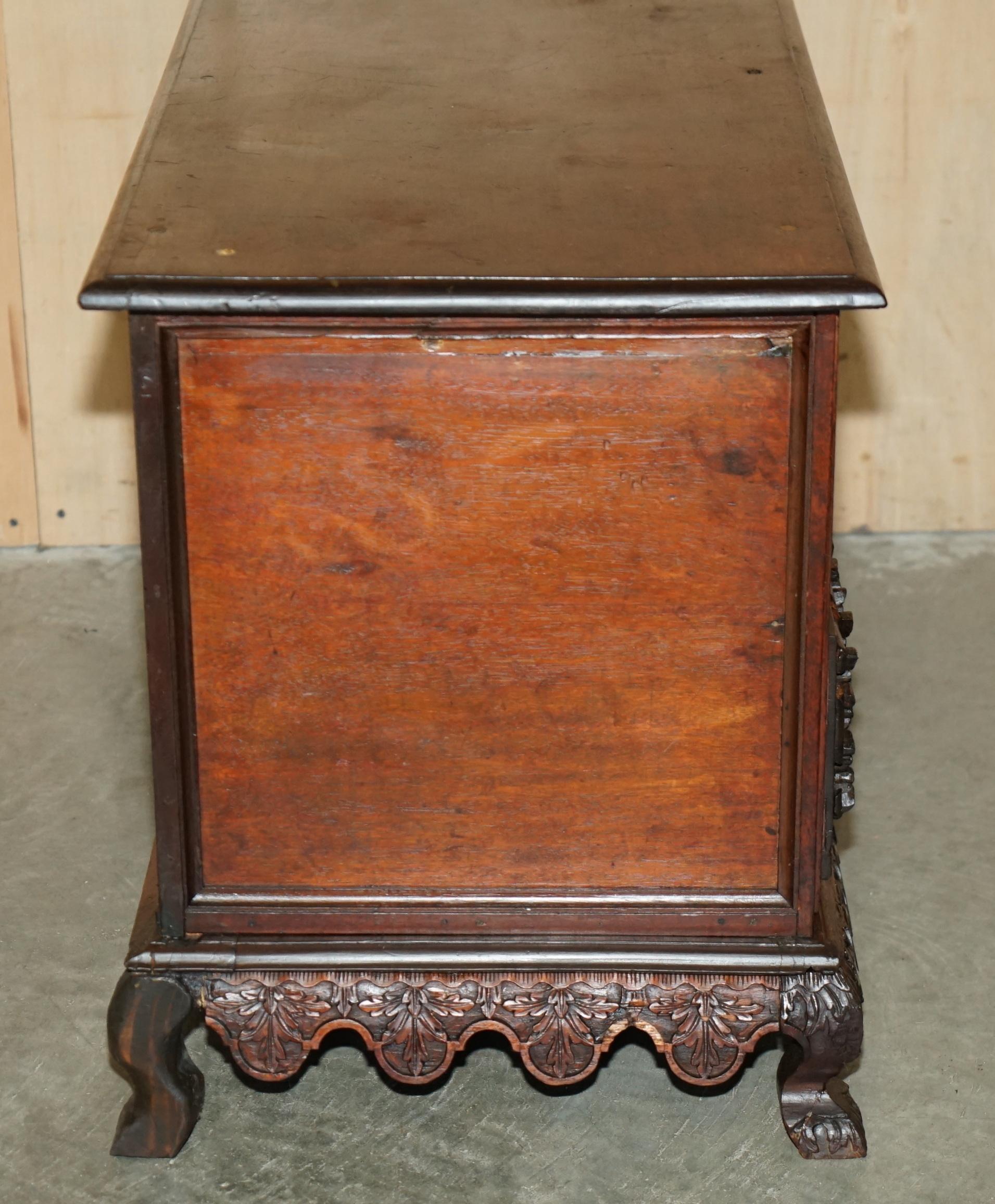 ANTiQUE HEAVILY CARVED INDONESIAN TWO OVER ONE CHEST OF DRAWERS GOOD TV STAND 6