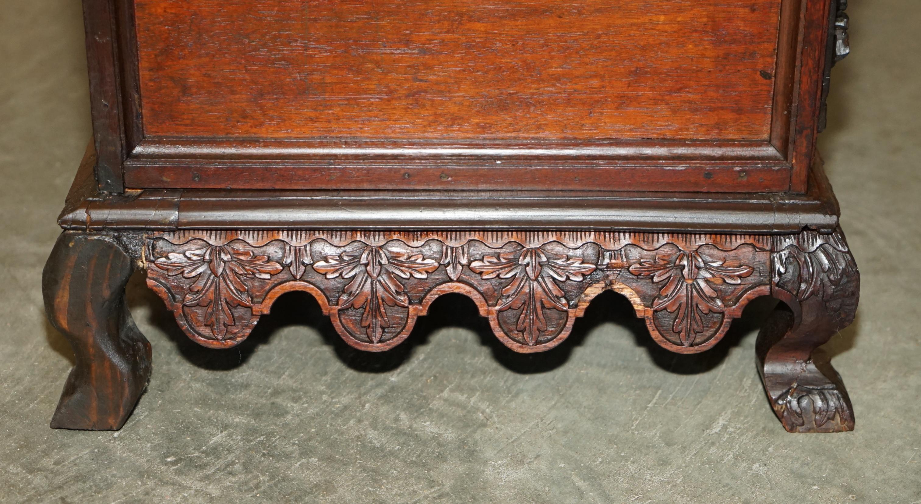 ANTiQUE HEAVILY CARVED INDONESIAN TWO OVER ONE CHEST OF DRAWERS GOOD TV STAND 7