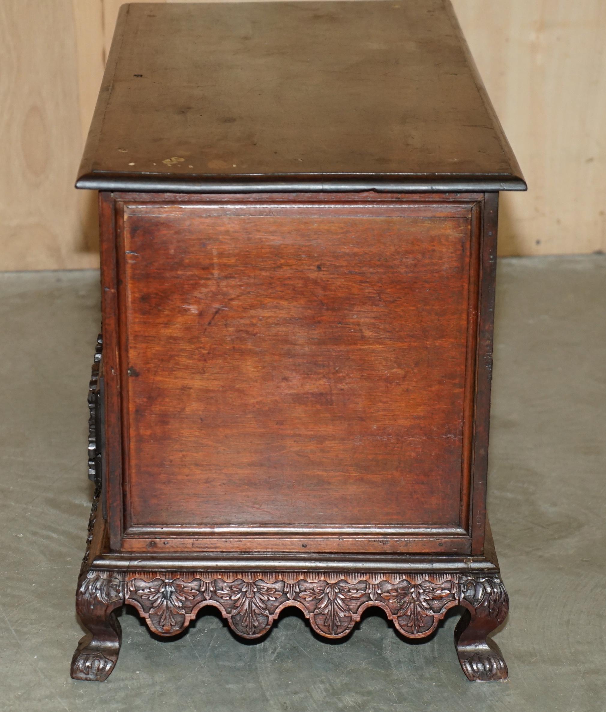 ANTiQUE HEAVILY CARVED INDONESIAN TWO OVER ONE CHEST OF DRAWERS GOOD TV STAND 9