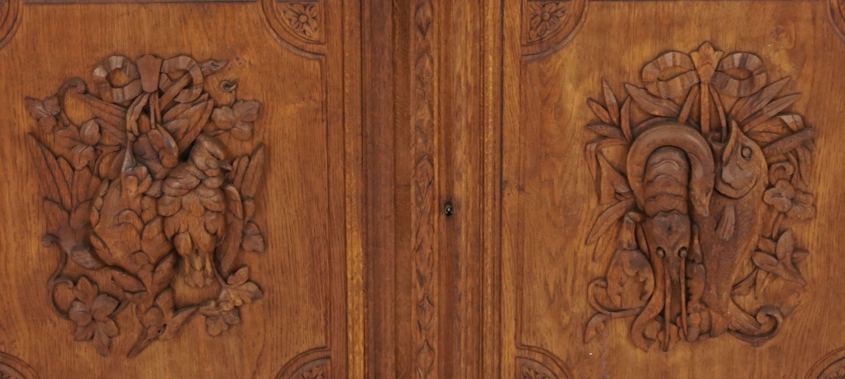 Scottish Antique Heavily Carved Oak Sideboard Buffet, Scotland 1880, B1819