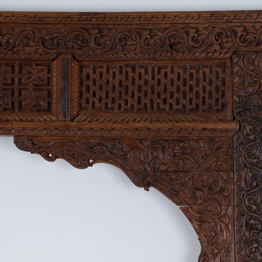 Antique Heavily Carved Teak Doorway Surround from India In Good Condition In Round Top, TX
