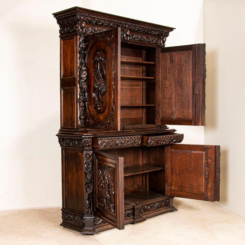 French Antique Heavily Caved Hunt Cabinet from France