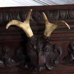 Antique Heavily Figural & Floral Carved Oak Step Back Hunt Cupboard c1920