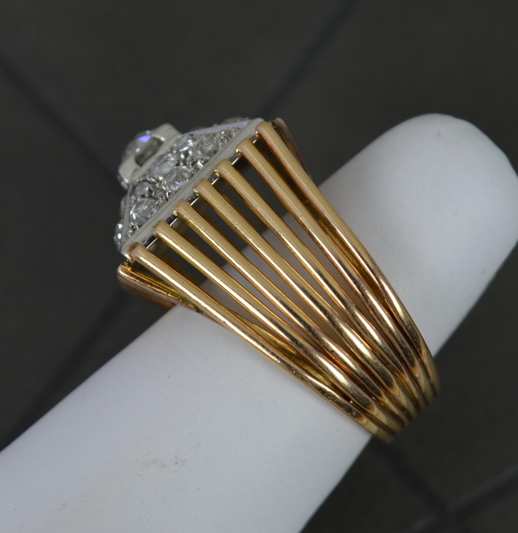 Antique Heavy 18ct Gold and Old Cut Diamond Square Cluster Ring For Sale 2