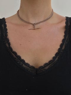 Antike schwere 9 Karat Gold Doppel-Albert-Kette Halskette mit TBar