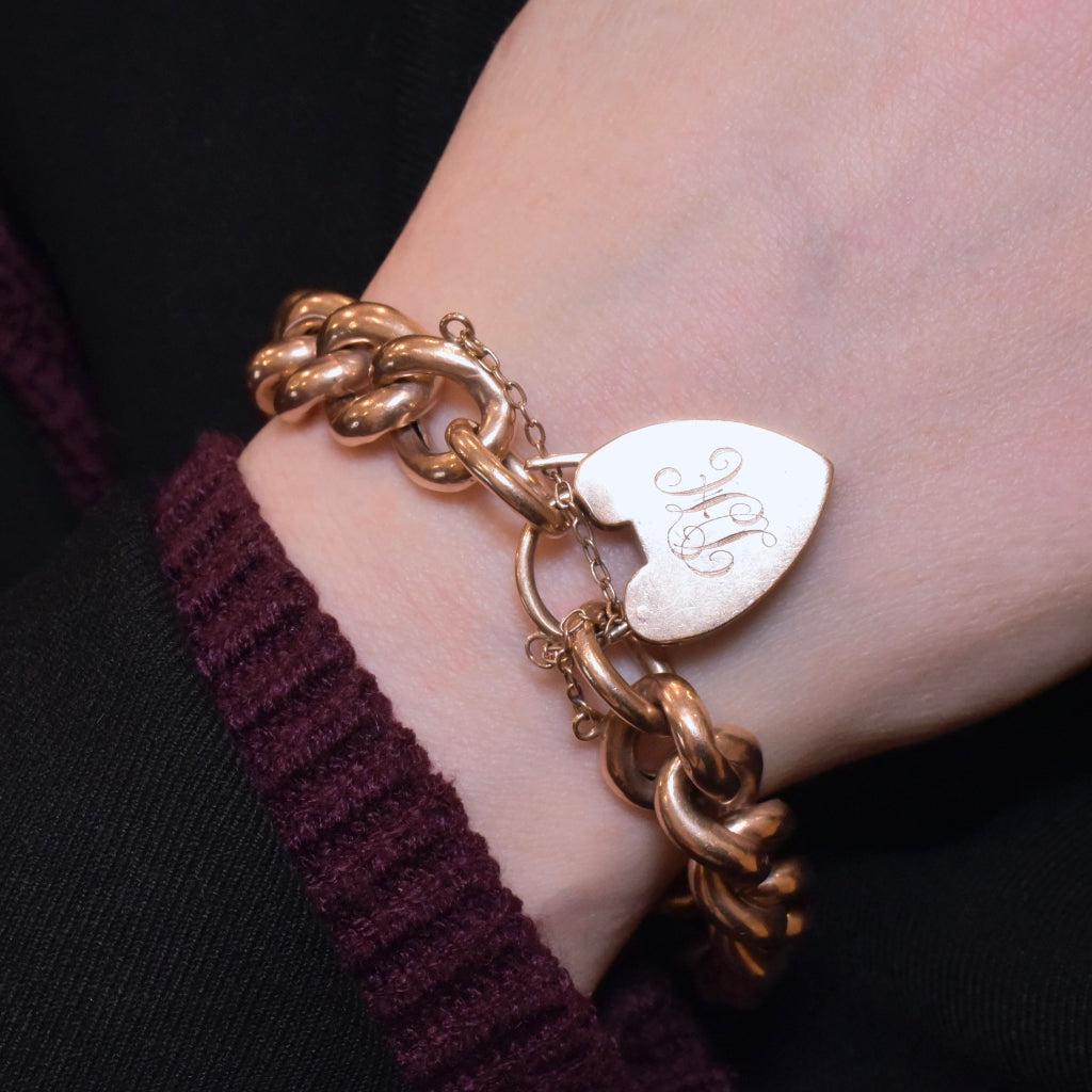  superb antique (almost definitely Australian) chunky and substantial 34 gram curb-link bracelet dating to the early 20th century.

Crafted from 9ct rose gold, the rose gold has such a wonderful warm colour that looks so elegant against the skin,