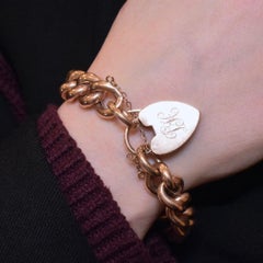 Antique Heavy 9ct Rose Gold Heavy Curb-link Bracelet Circa 1910-20 - 34 Grams