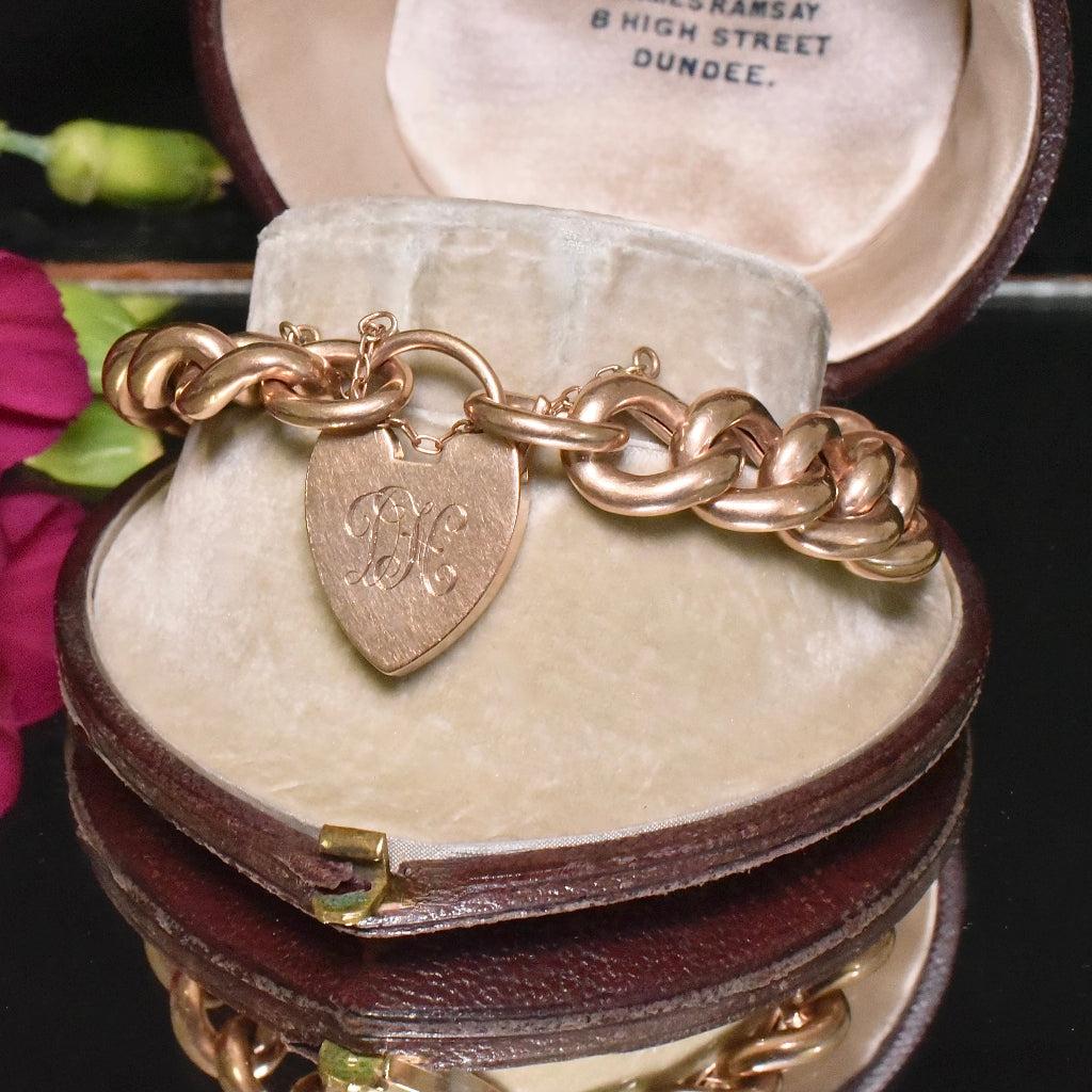 Antique Heavy 9ct Rose Gold Heavy Curb-link Bracelet Circa 1910-20 - 34 Grams 1