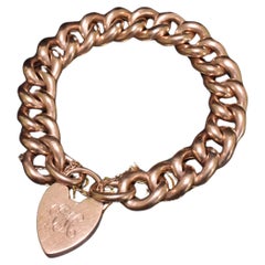 Antique Heavy 9ct Rose Gold Heavy Curb-link Bracelet Circa 1910-20 - 34 Grams