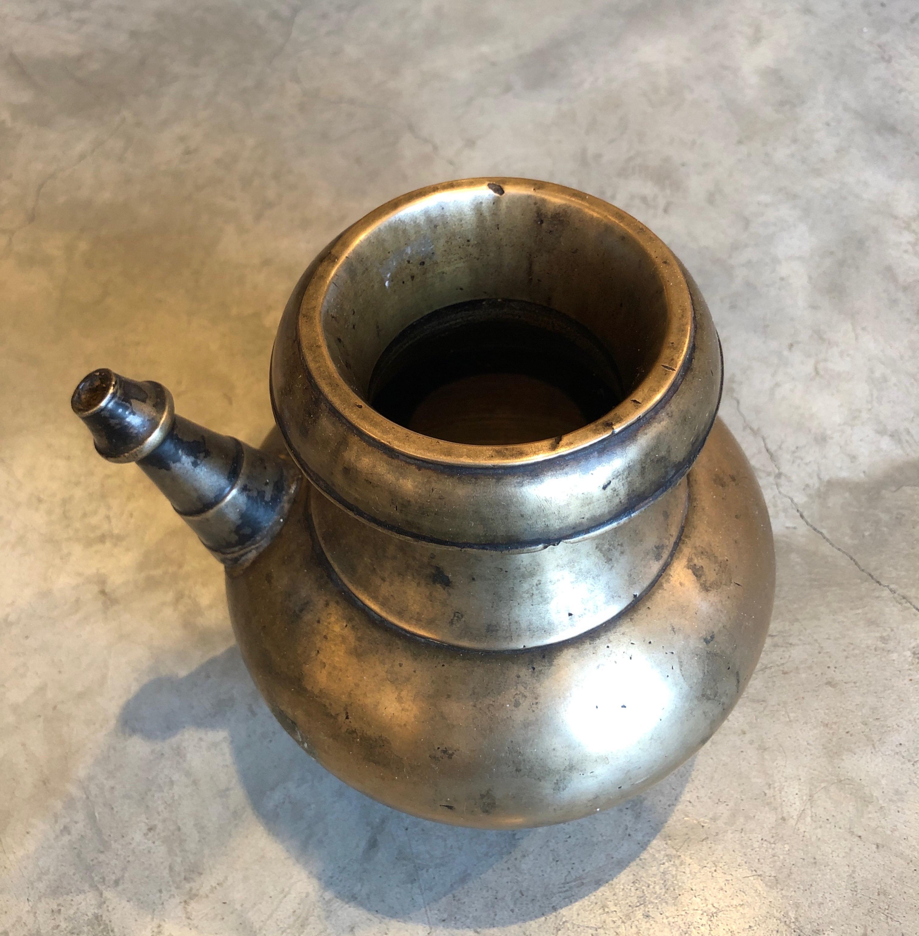 Antique Heavy Bronze Ceremonial Pitcher, from Nepal For Sale 1