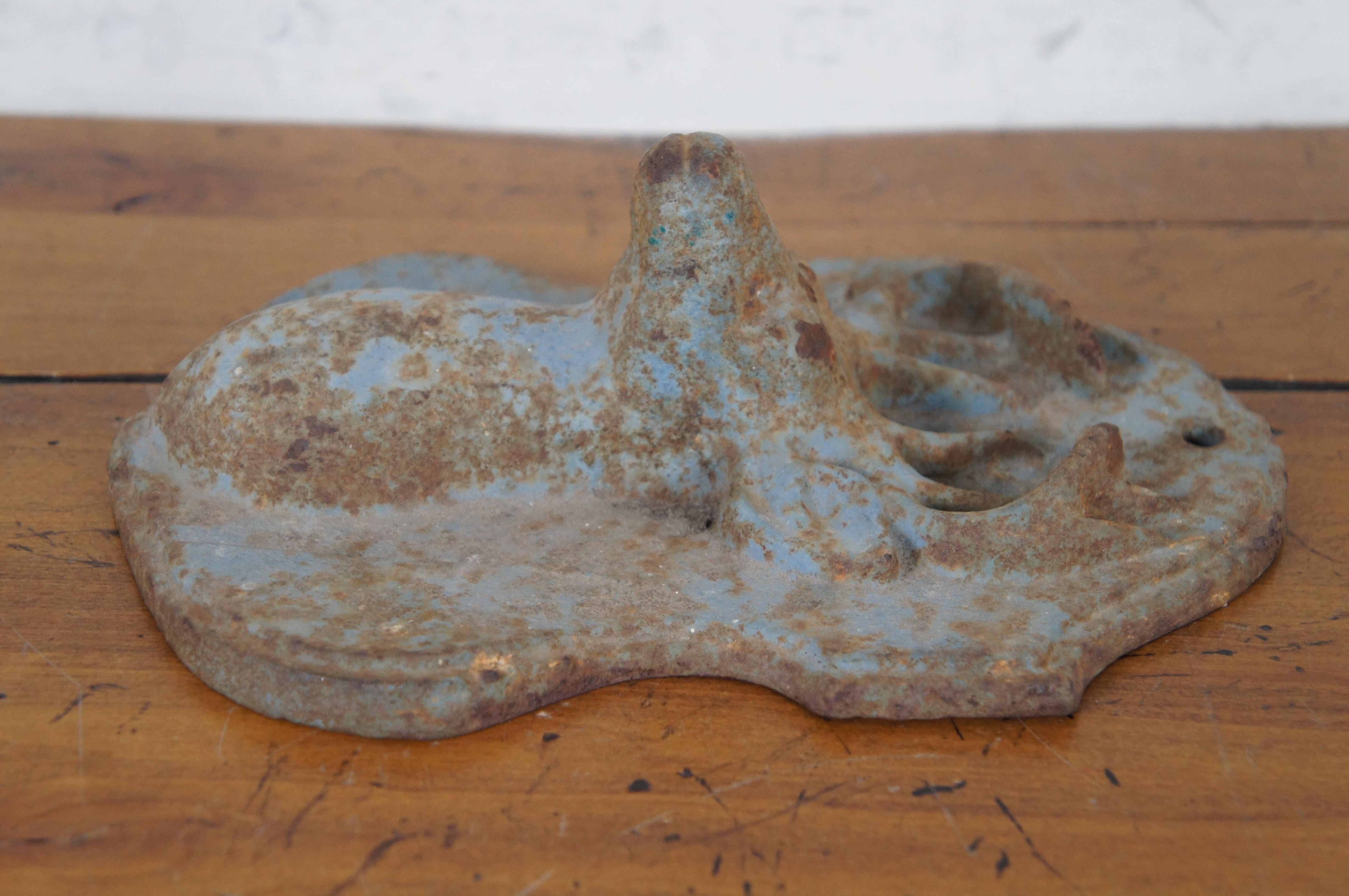 Antique Heavy Cast Iron Buck Deer Stag Animal Head Shield Hunt Plaque 1