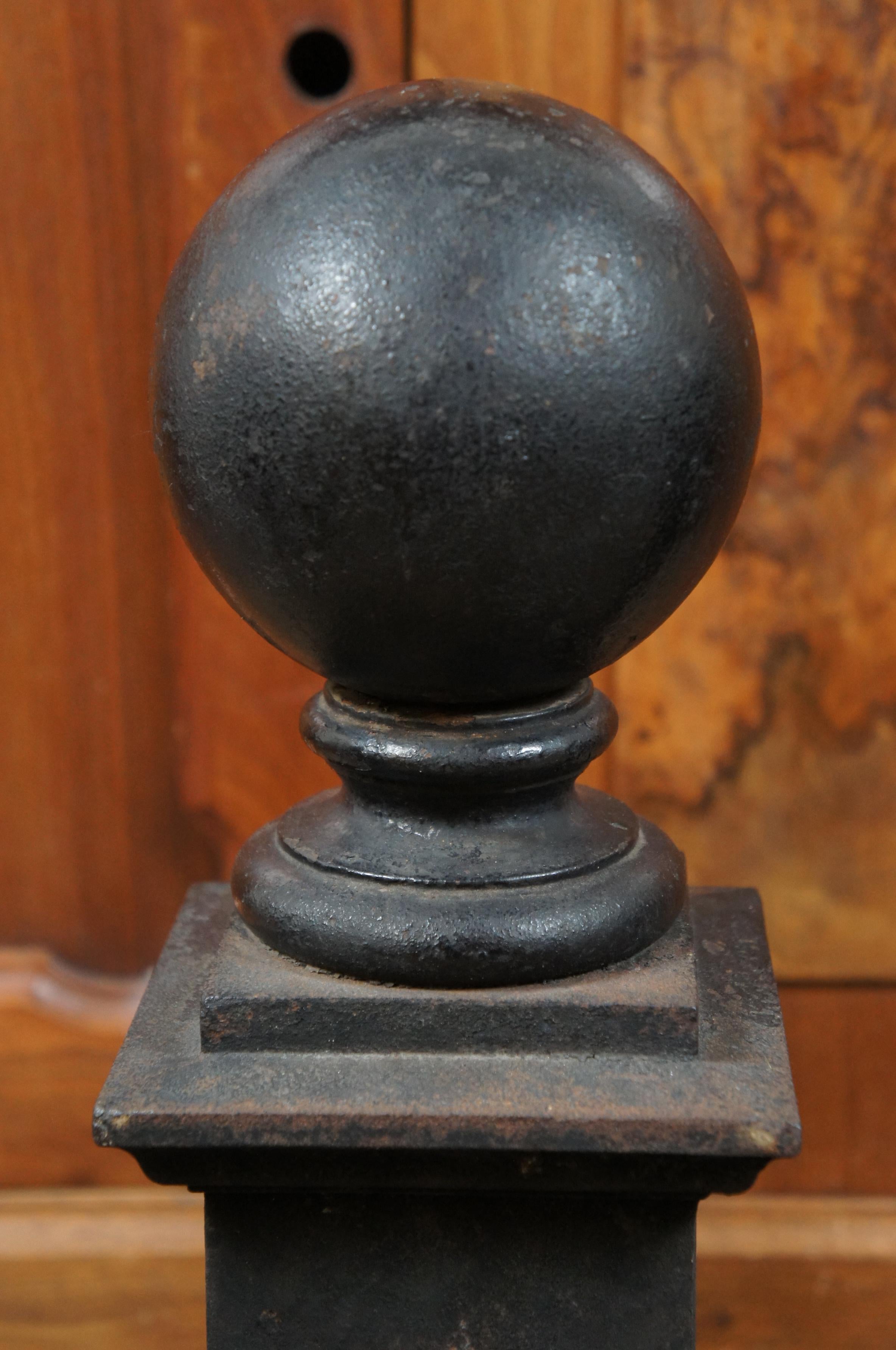 Antique Heavy Cast Iron Cannon Ball Fireplace Andirons Fire Dogs Hearthware 2